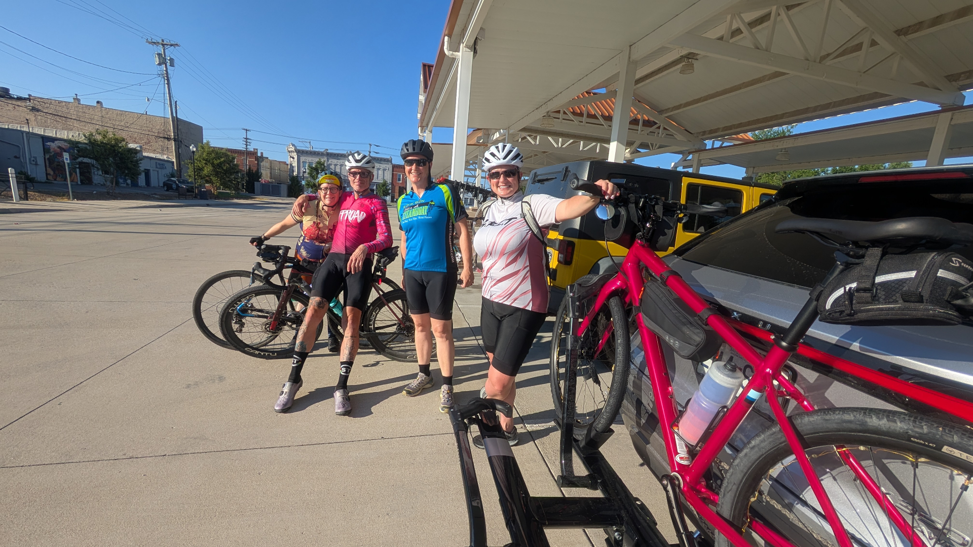 More Than Miles founding cohort riders together after a group ride with their bikes